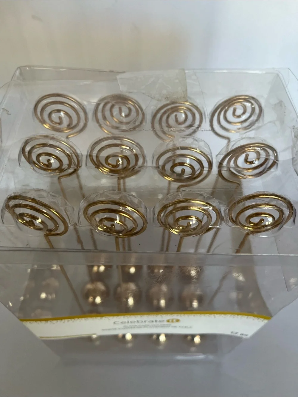 Celebrate It Metallic Gold Spiral Place Card Holders - 12 Pack